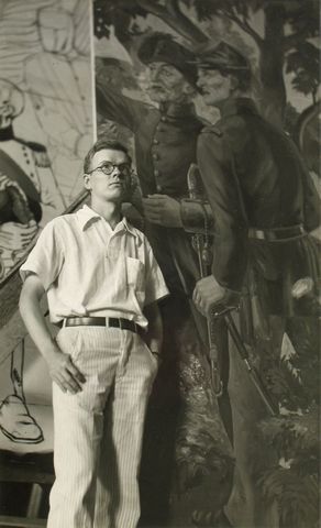 photo of Kenneth Stubbs with mural
